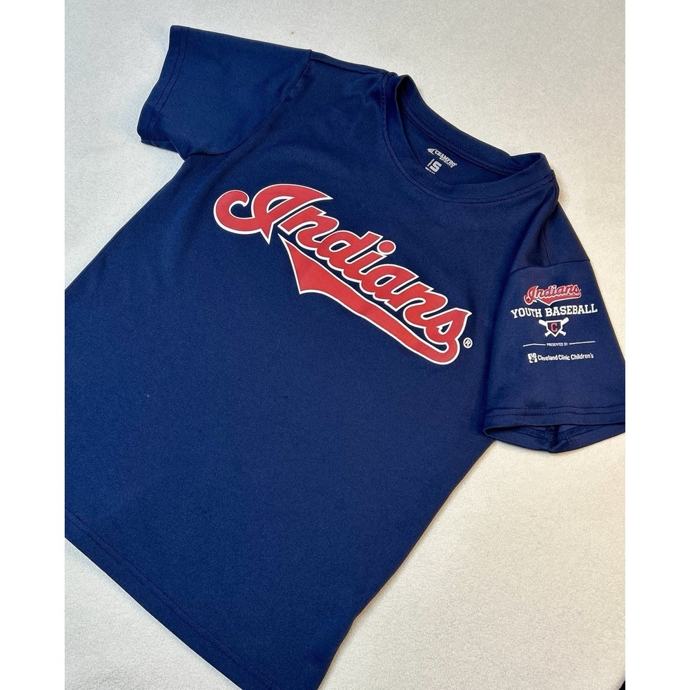 Cleveland Indians MLB Youth S Navy Blue Cleveland Clinic Children's Short Sleev